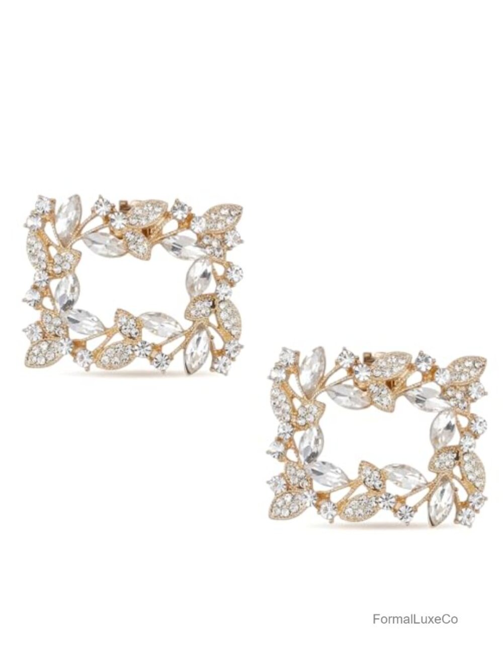 2 PCS Square Rhinestones Pearls Buckles Shoe Clips for Flats Heels Sandals
